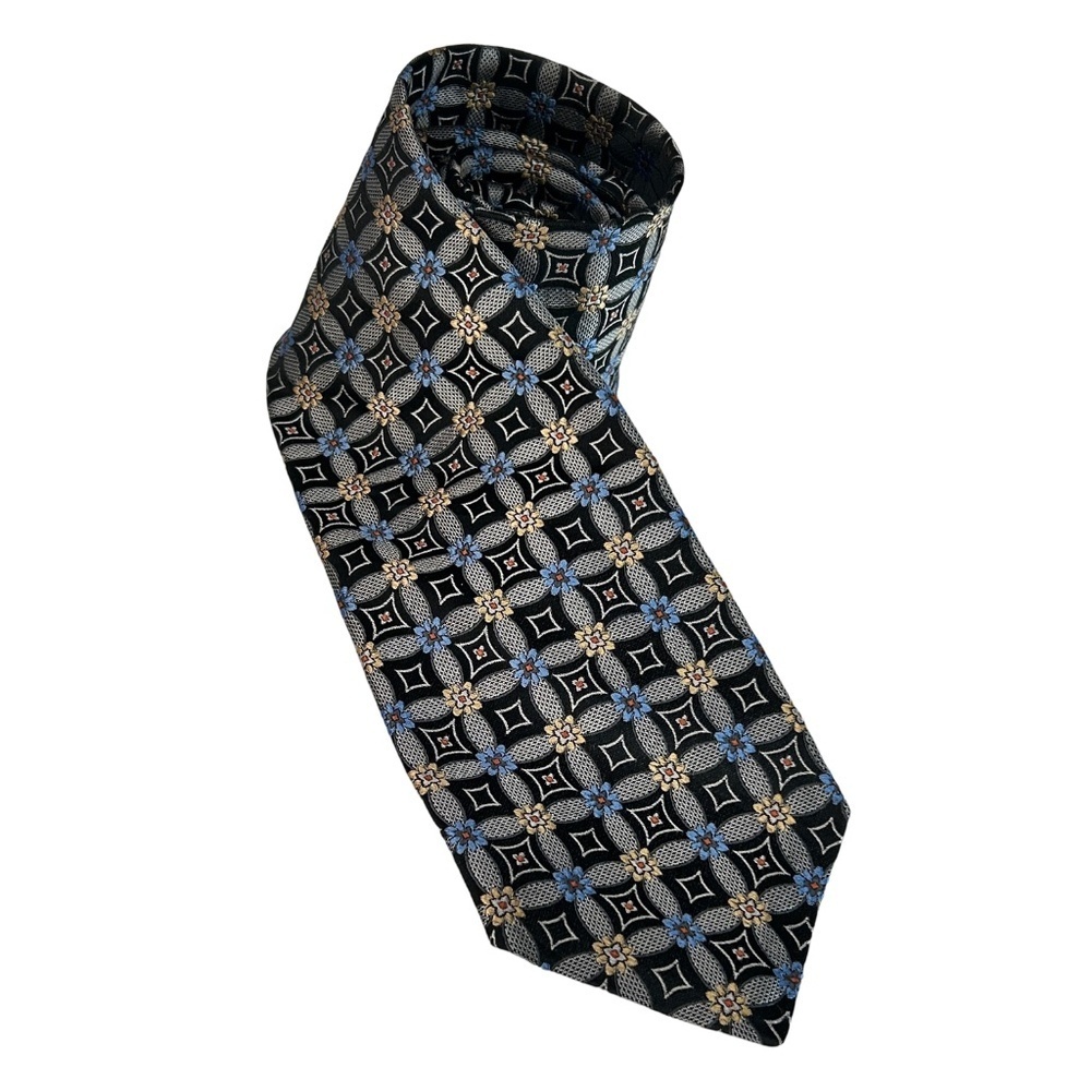 Robert Talbott Best of Class Silk Necktie Woven Textured Floral Geometric Print